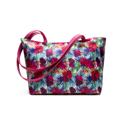 borsa shopper fiori tropicali 48x30x15 - 1 tasca c/zip